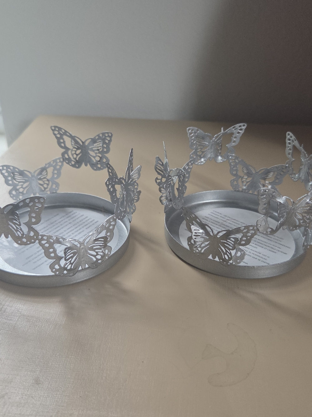 Silver Butterfly Decorative Candle Holder - Home Accents Avon Set Of 2